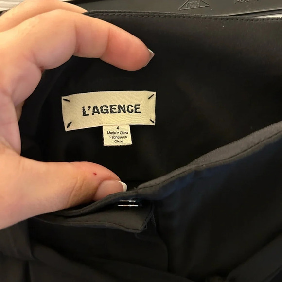 $385 L'AGENCE Blue 100% Silk Samira Wide Leg Paper Bag Cropped Pants - Picture 6 of 7